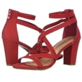 thumbnail image 1 of Women's Ankle Strap Open Toe Chunky High Heel Cross Strap Sandals Dress Shoes RED 6.5, 1 of 5