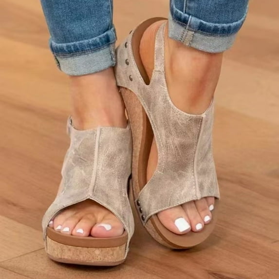 Women's Ankle Strap Open Toe Espadrille Wedge Heels Sandals Casual Dressy Summer Platform Sandals Strappy Comfortable Dress Shoes Clearance Sale