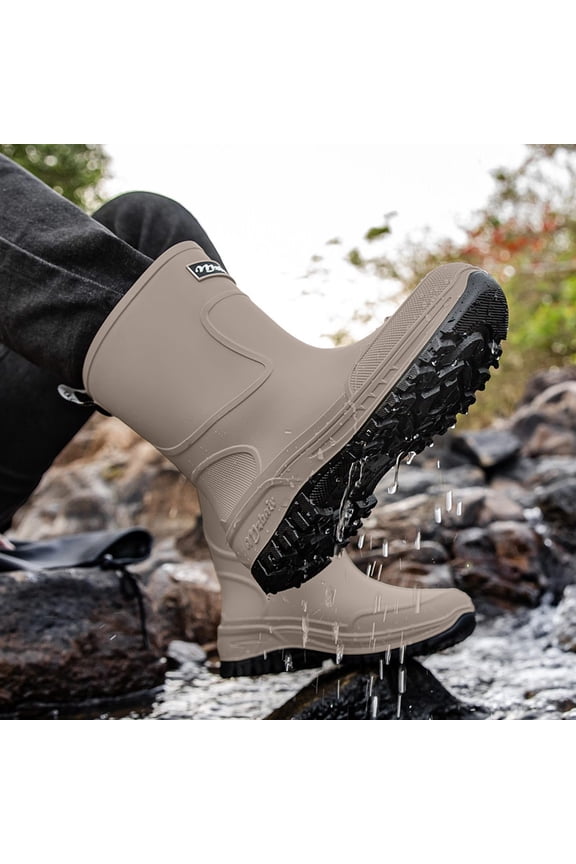 Women’s Ankle Waterproof Rubber Rain Boots, Non-Slip Slip On Lightweight Footwear for Garden Work, Household & Daily Rainy Outdoor Use Gray 6.5