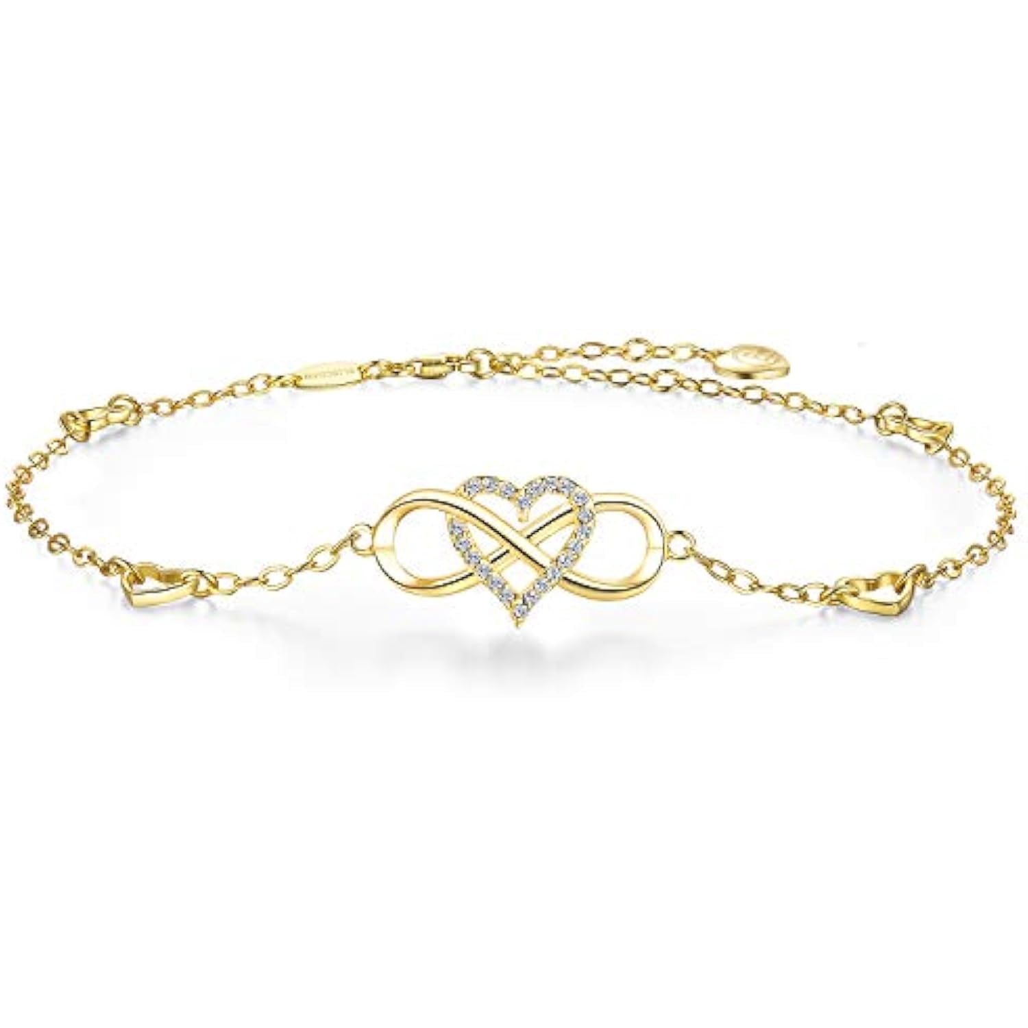 Women's Anklet, 925 Sterling Silver, Infinite Heart Anklet, Cubic Zirconia Rose Gold, Summer Beach Fashion Anklet, Summer Vacation Jewelry Gift