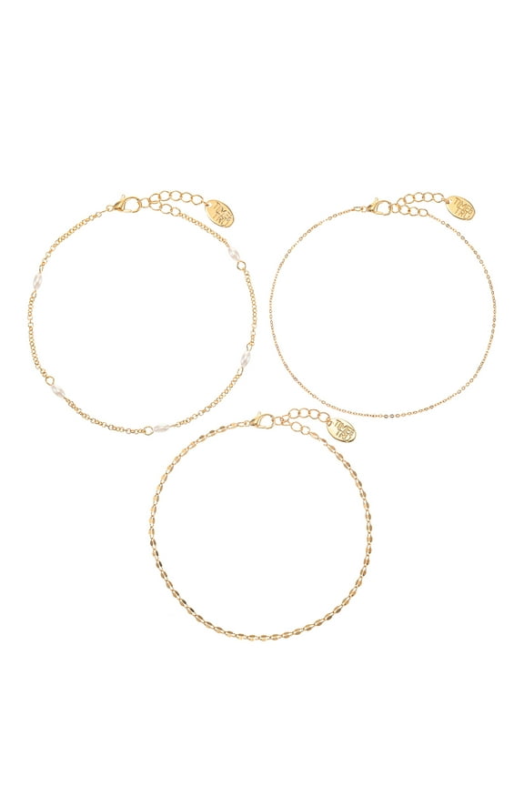 Women's Anklet Set, Cubic Zirconia, 3 Pieces