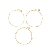 Womens Anklet Set, Cubic Zirconia, 3 Pieces
