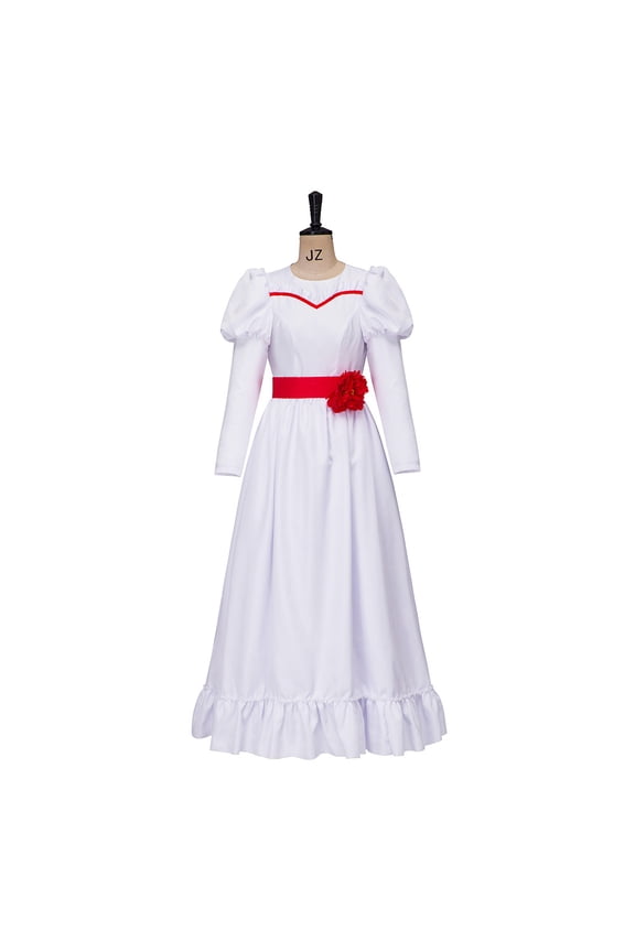 Women's Annabelle Inspired White Dress Vintage Doll Aesthetic Long Gown