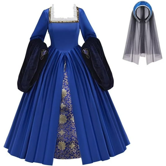 Women’s Anne Boleyn Tudor Queen Renaissance Elizabethan Style Ball Gown Dress Set