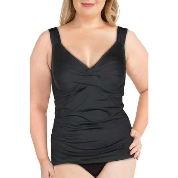 Anne Cole Womens Plus Twist Front Tankini Swim Top Separates
