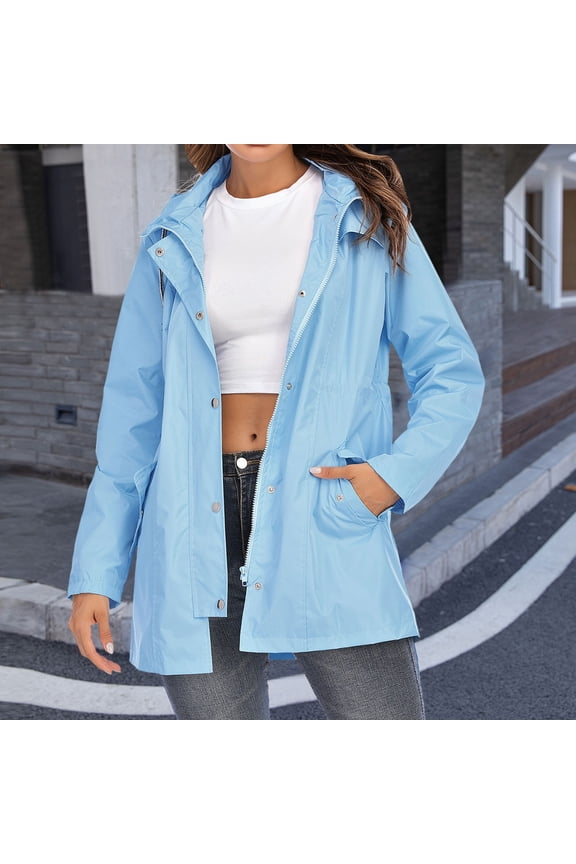 Women's Anorak Long Hooded Windbreaker Trench Coat Lightweight Travel Jacket for Outdoor Activities