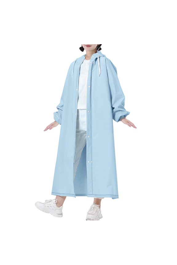 Women's Anorak Raincoat Reusable Hooded Rain Jacket for Outdoor Riding and Daily Use Lightweight Windbreaker with Adjustable Sleeves