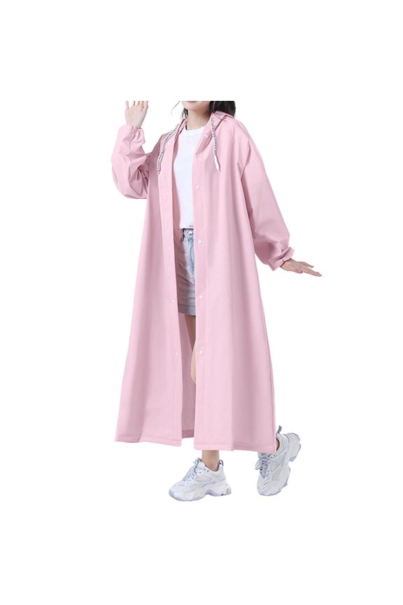 Women's Anorak Raincoat Reusable Hooded Rain Jacket for Outdoor Riding and Daily Use Lightweight Windbreaker with Adjustable Sleeves