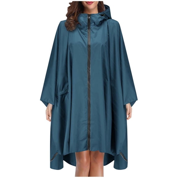 Women's Anorak Raincoat Unisex Jacket With Hood Pockets Lightweight Windproof Outdoor Fashion Coat For Adults Teens