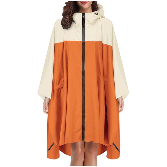 Women's Anorak Raincoat Unisex Jacket With Hood Pockets Lightweight Windproof Outdoor Fashion Coat For Adults