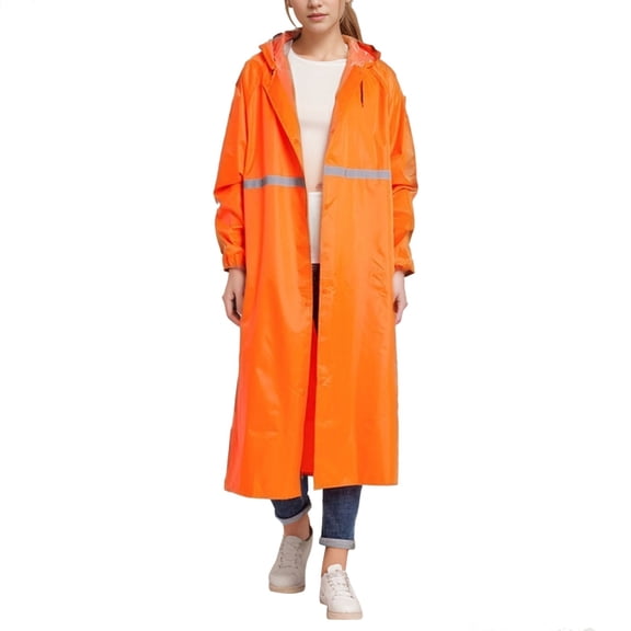 Women's Anoraks Unisex Full Length Raincoat With Hood | Adult Rain Jacket | High Visibility Reflective Strip | Windproof & Heavy Rain