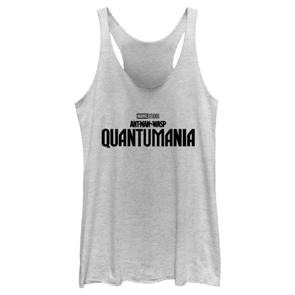 Women's Ant-Man and the Wasp: Quantumania Movie Logo Black  Racerback Tank Top White Heather Small