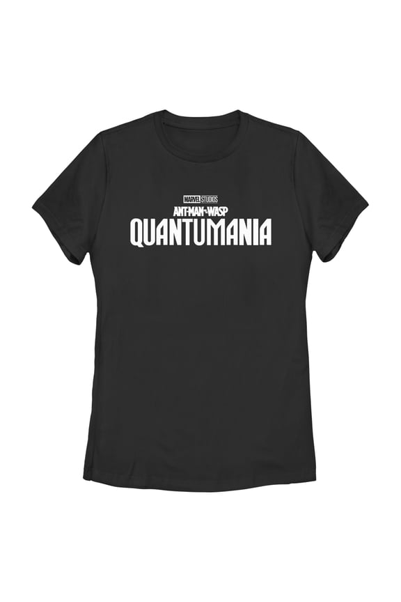 Women's Ant-Man and the Wasp: Quantumania Movie Logo White Graphic Tee Black Medium