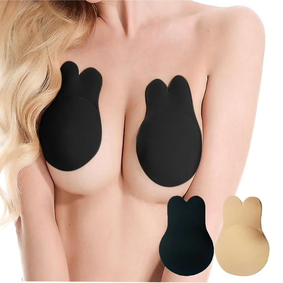 Women's Anti-Penetration Point Adhesive Bra Strapless Reusable Backless Stick Bra Instant Lift Up Tape, 2 Pairs