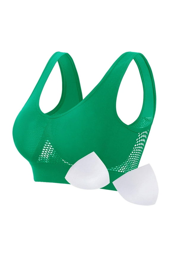 Women's Anti-Sag Fitness Bras with Removable Pads Plus Size High Support Yoga Bra Seamless Wirefree Tank Tops