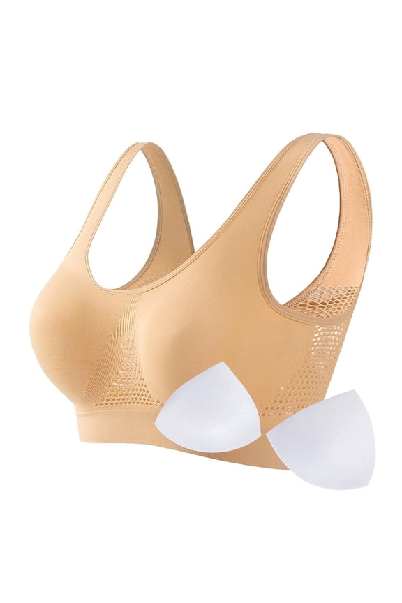 Women's Anti-Sag Fitness Bras with Removable Pads Plus Size High Support Yoga Bra Seamless Wirefree Tank Tops