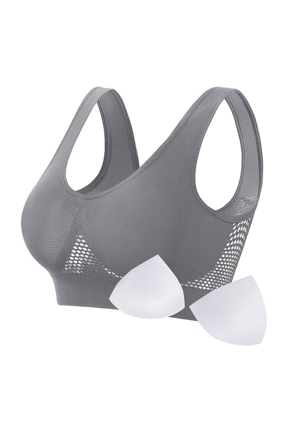 Women's Anti-Sag Fitness Bras with Removable Pads Plus Size High Support Yoga Bra Seamless Wirefree Tank Tops