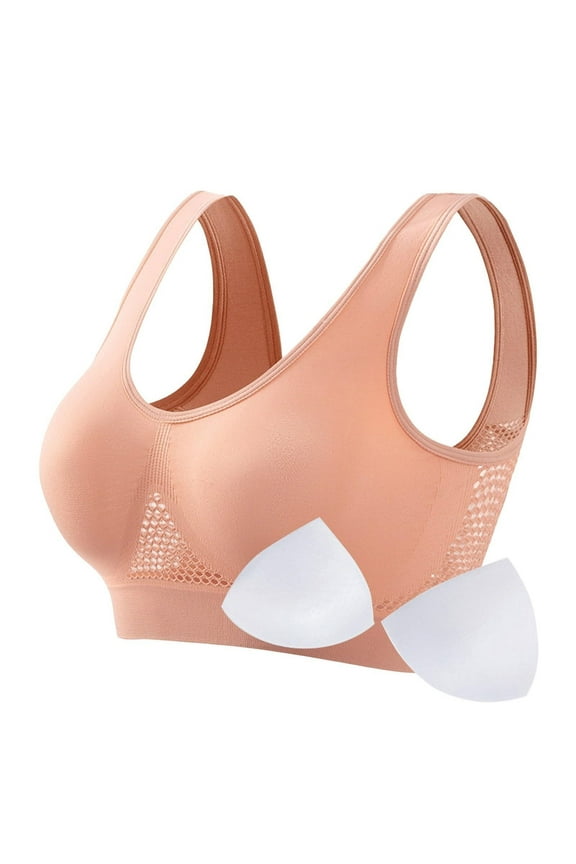 Women's Anti-Sag Fitness Bras with Removable Pads Plus Size High Support Yoga Bra Seamless Wirefree Tank Tops