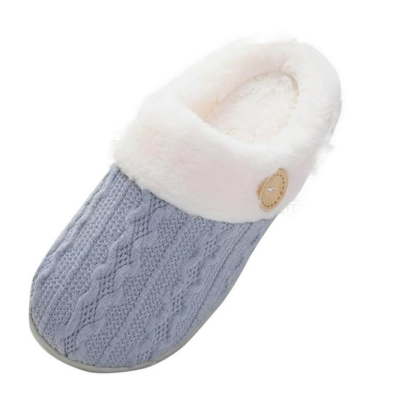 Women's Anti-Skid Fuzzy House Slippers Comfy Memory Foam Bedroom Slippers Warm Slip On Light Shoes Outdoor Indoor