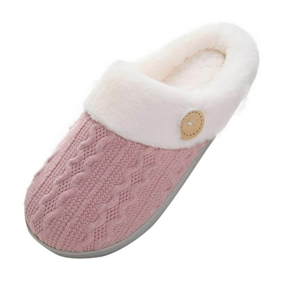 Women's Anti-Skid Fuzzy House Slippers Comfy Memory Foam Bedroom Slippers Warm Slip On Light Shoes Outdoor Indoor