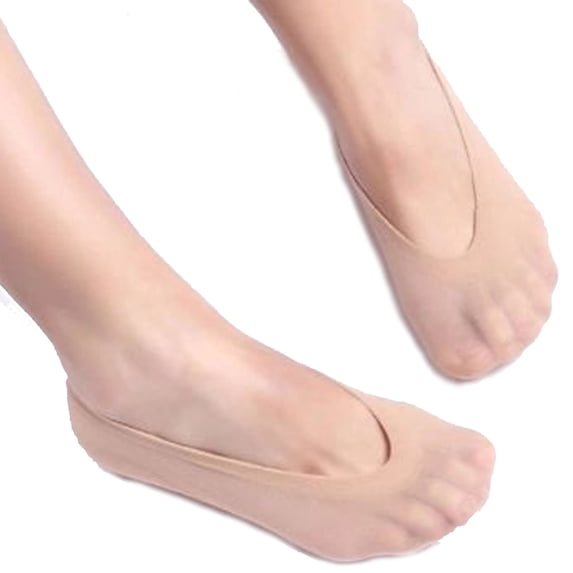 Women's Anti-Skid Liner Socks, 10 Pairs Ultra-Thin Breathable No Show Ped Low Cut Socks, Non-Slip Bottom, Ice Silk Material, Nude