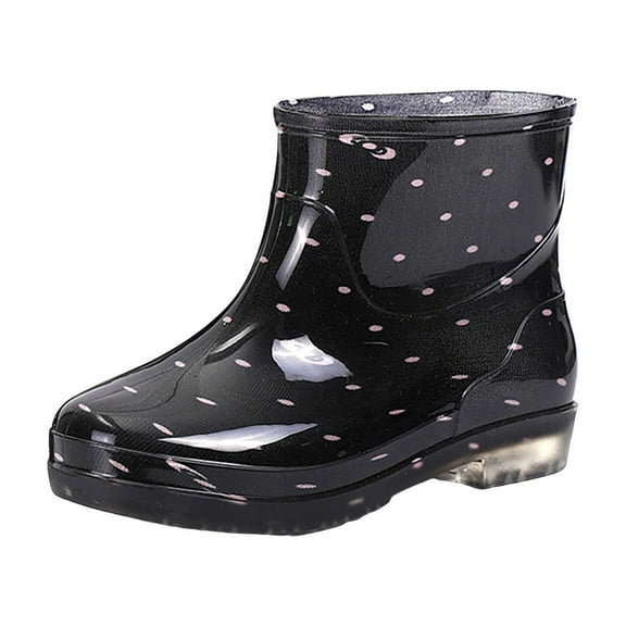 Women's Anti Slip Rain Boots with Spots Rainboots Water Shoes Short Tube Short Tube Rain Boots Waterproof Non Slip Rubber Shoes Comfort Rain Boots for Outdoor