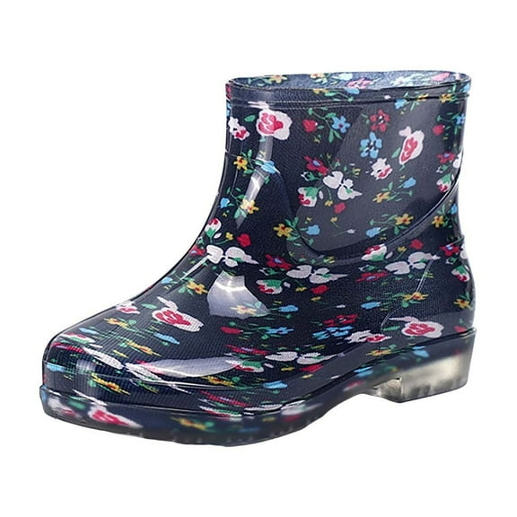 Women's Anti Slip Rain Boots with Spots Rainboots Water Shoes Short Tube Short Tube Rain Boots Waterproof Non Slip Rubber Shoes Comfort Rain Boots for Outdoor