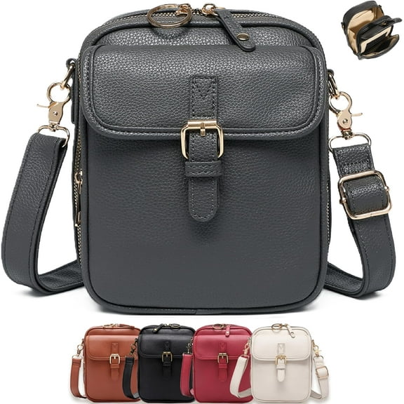 Women's Anti-Theft Crossbody Leather Bag, RFID Blocking Vintage PU Leather Travel Purse with 3 Zipper Pockets and 10 Card Slots for Daily Use