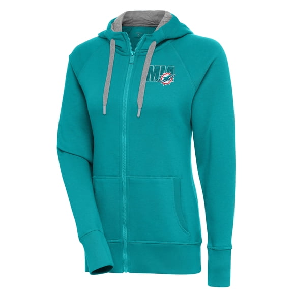 Women's Antigua  Aqua Miami Dolphins Victory Full-Zip Hoodie