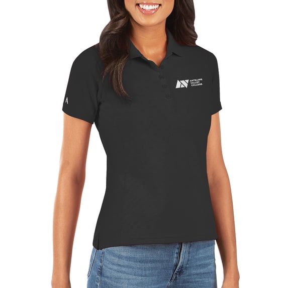 Women's Antigua Black Antelope Valley College Legacy Pique Polo
