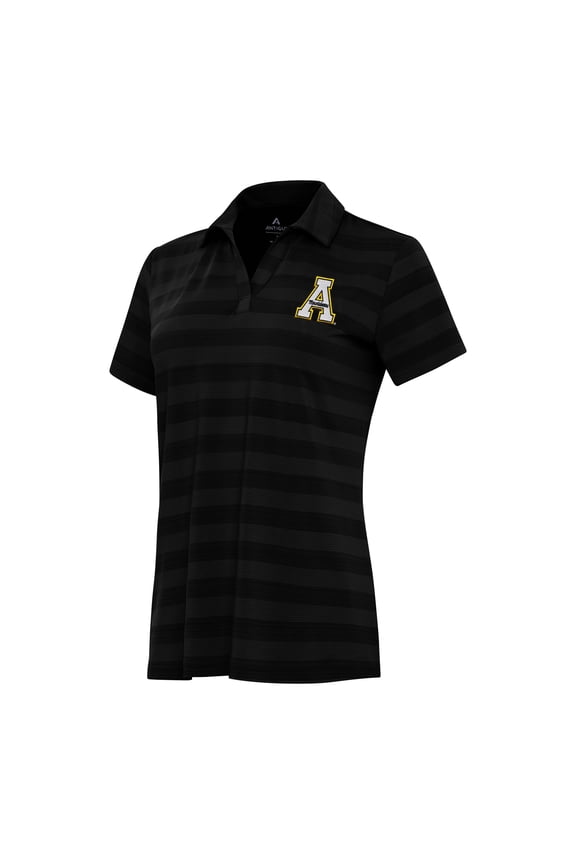 Women's Antigua Black Appalachian State Mountaineers Tunnel Polo