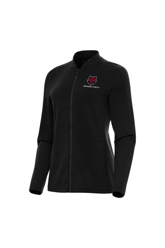 Women's Antigua Black Arkansas State Red Wolves Continual Full-Zip Jacket