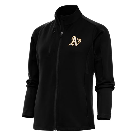 Women's Antigua Black Athletics Logo Generation Full-Zip Jacket