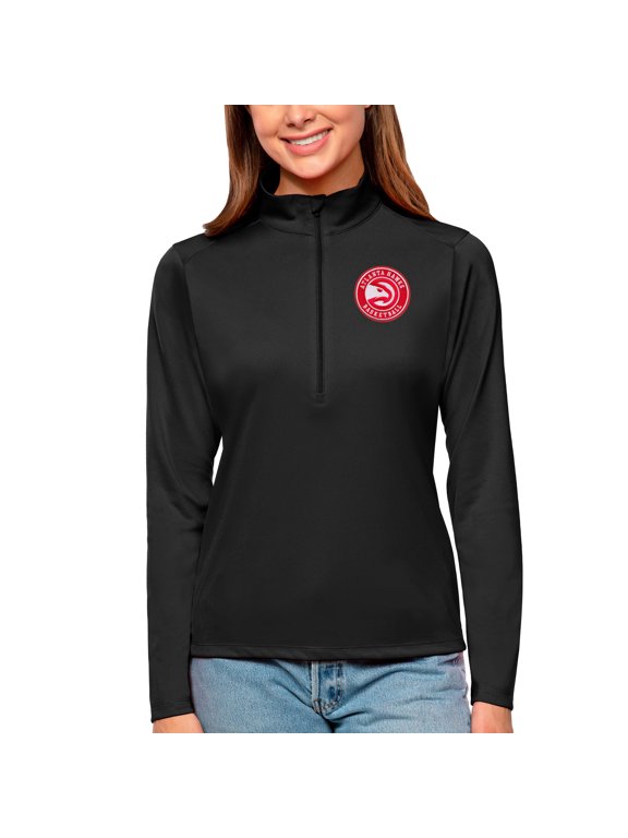Women's Antigua Black Atlanta Hawks Tribute Half-Zip Top
