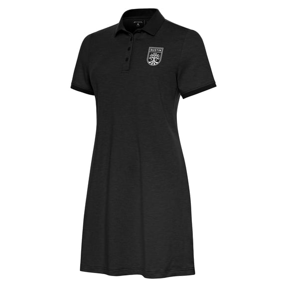 Women's Antigua Black Austin FC White Logo Play Through Polo Dress
