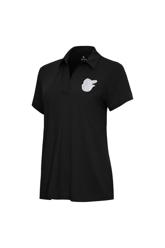 Women's Antigua Black Baltimore Orioles Era Polo