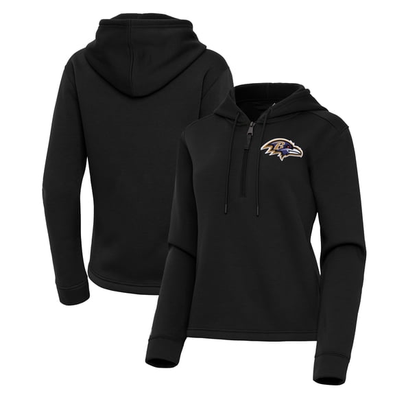 Women's Antigua Black Baltimore Ravens Contemporary Quarter-Zip Hoodie