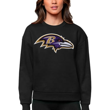 Men's Antigua White Baltimore Ravens Victory Crewneck Pullover