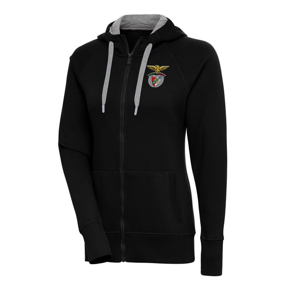 Women's Antigua Black Benfica Takeover Full-Zip Hoodie Jacket