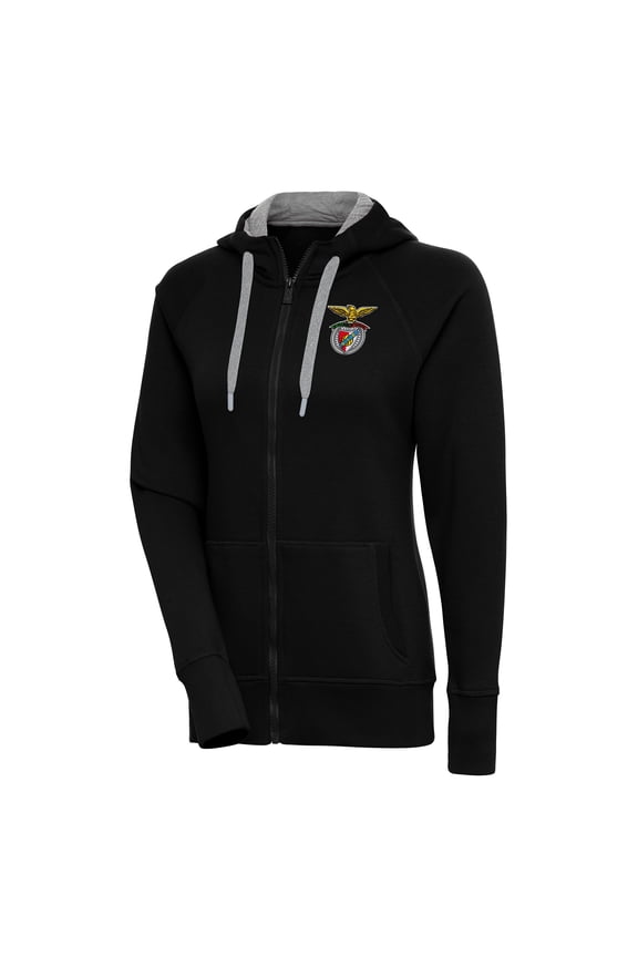 Women's Antigua Black Benfica Takeover Full-Zip Hoodie Jacket