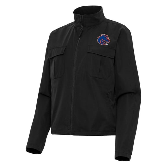 Women's Antigua  Black Boise State Broncos Even Par Full-Zip Jacket