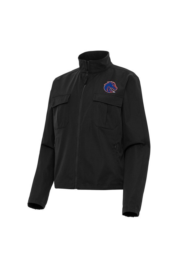 Women's Antigua  Black Boise State Broncos Even Par Full-Zip Jacket