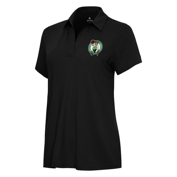 Women's Antigua Black Boston Celtics Era Polo