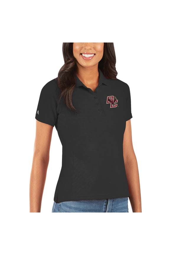 Women's Antigua Black Boston College Eagles Legacy Pique Polo