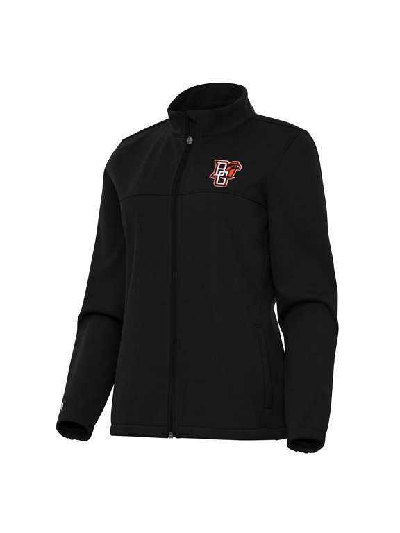 Women's Antigua Black Bowling Green St. Falcons Links 2 Full-Zip Golf Jacket