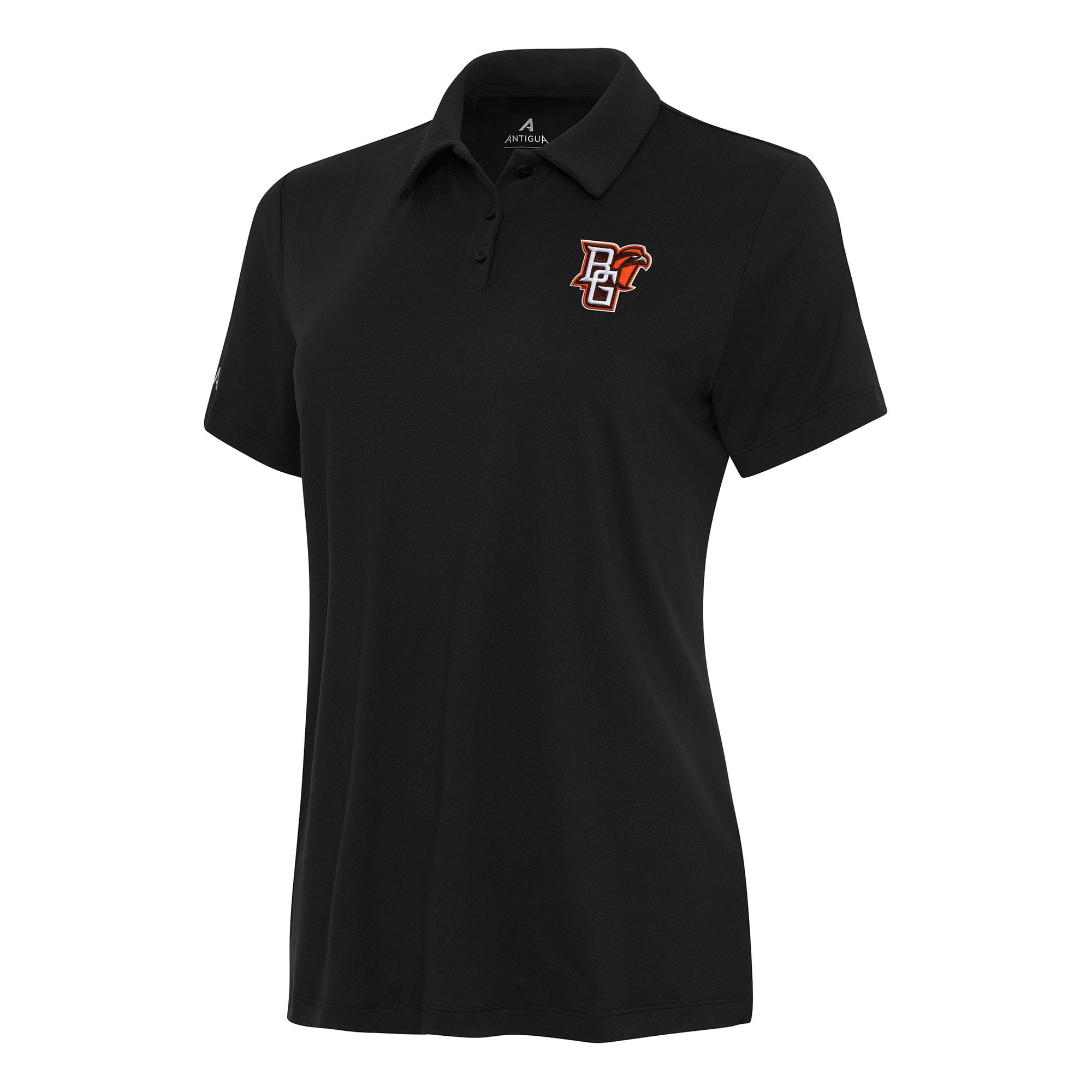 Women's Antigua Black Bowling Green St. Falcons Reprocess Polo