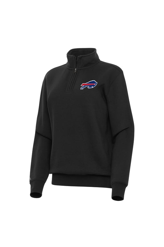 Women's Antigua Black Buffalo Bills Victory Quarter-Zip Top