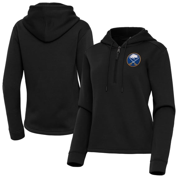 Women's Antigua Black Buffalo Sabres Contemporary Quarter-Zip Hoodie