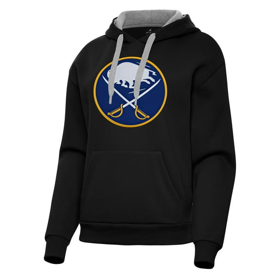 Women's Antigua Black Buffalo Sabres Victory Pullover Hoodie