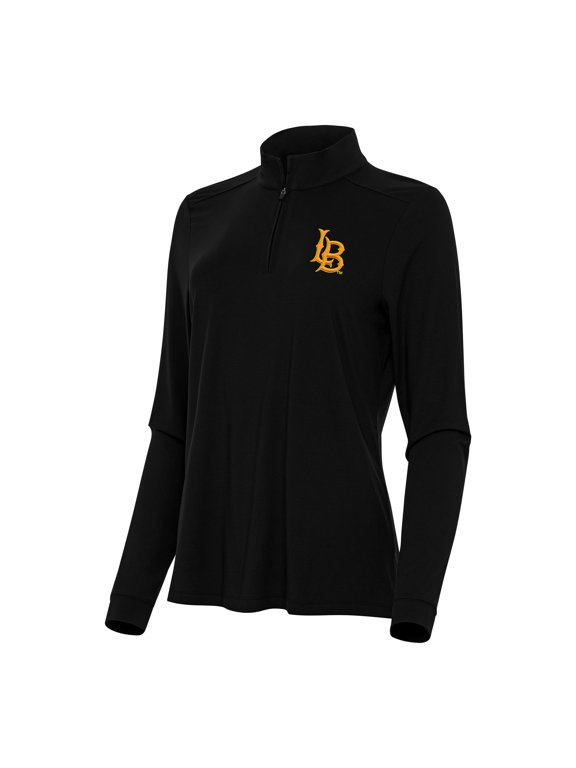 Women's Antigua Black Cal State Long Beach The Beach Intent Quarter-Zip Top